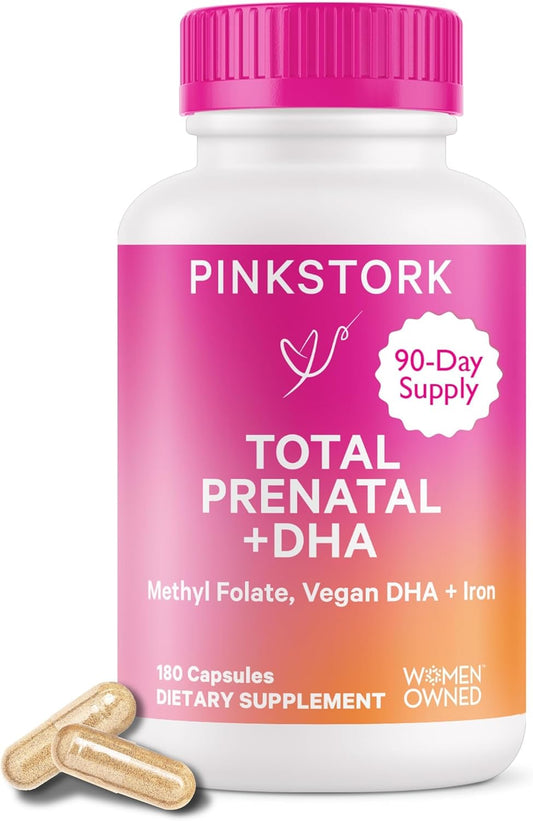 Prenatal Vitamins with DHA, Folate, and Iron for Fetal Development - 3 Month Supply, Pregnancy Essentials - 180 Capsules