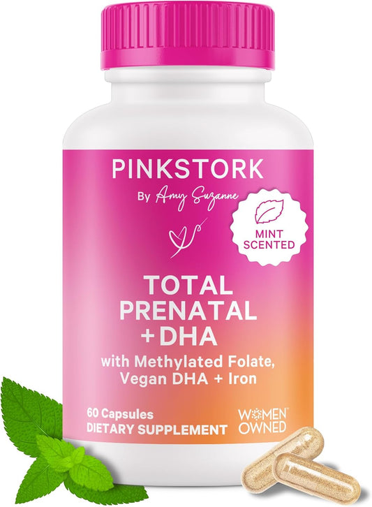 Prenatal Vitamins with DHA, Folate, Iron, Choline, and B12 for Women - Preconception Nutrition - Pregnancy Essentials - Mint Essence, 60 Capsules