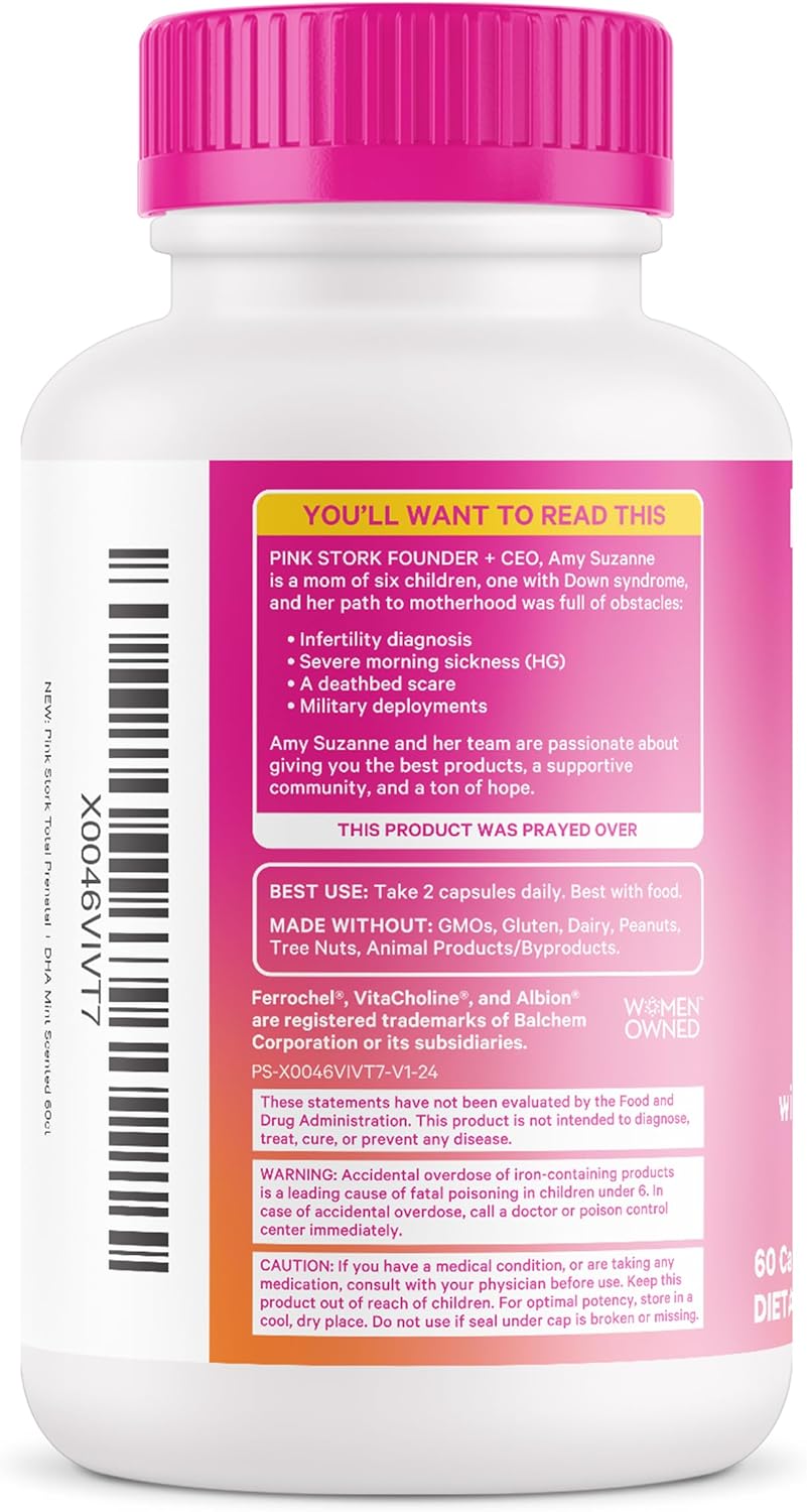 Prenatal Vitamins with DHA, Folate, Iron, Choline, and B12 for Women - Preconception Nutrition - Pregnancy Essentials - Mint Essence, 60 Capsules