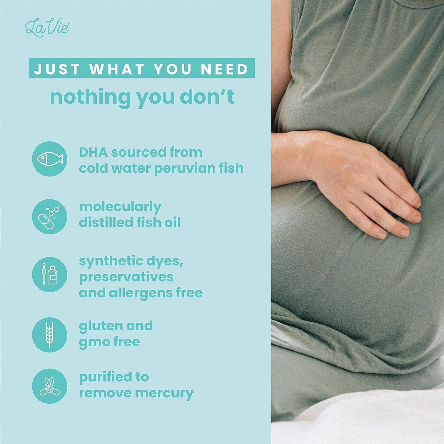 Prenatal Vitamins with Ginger, DHA, Folic Acid, & Iron - Essential for Baby's Brain & Body - Non-GMO, Gluten-Free (1 Month Supply)