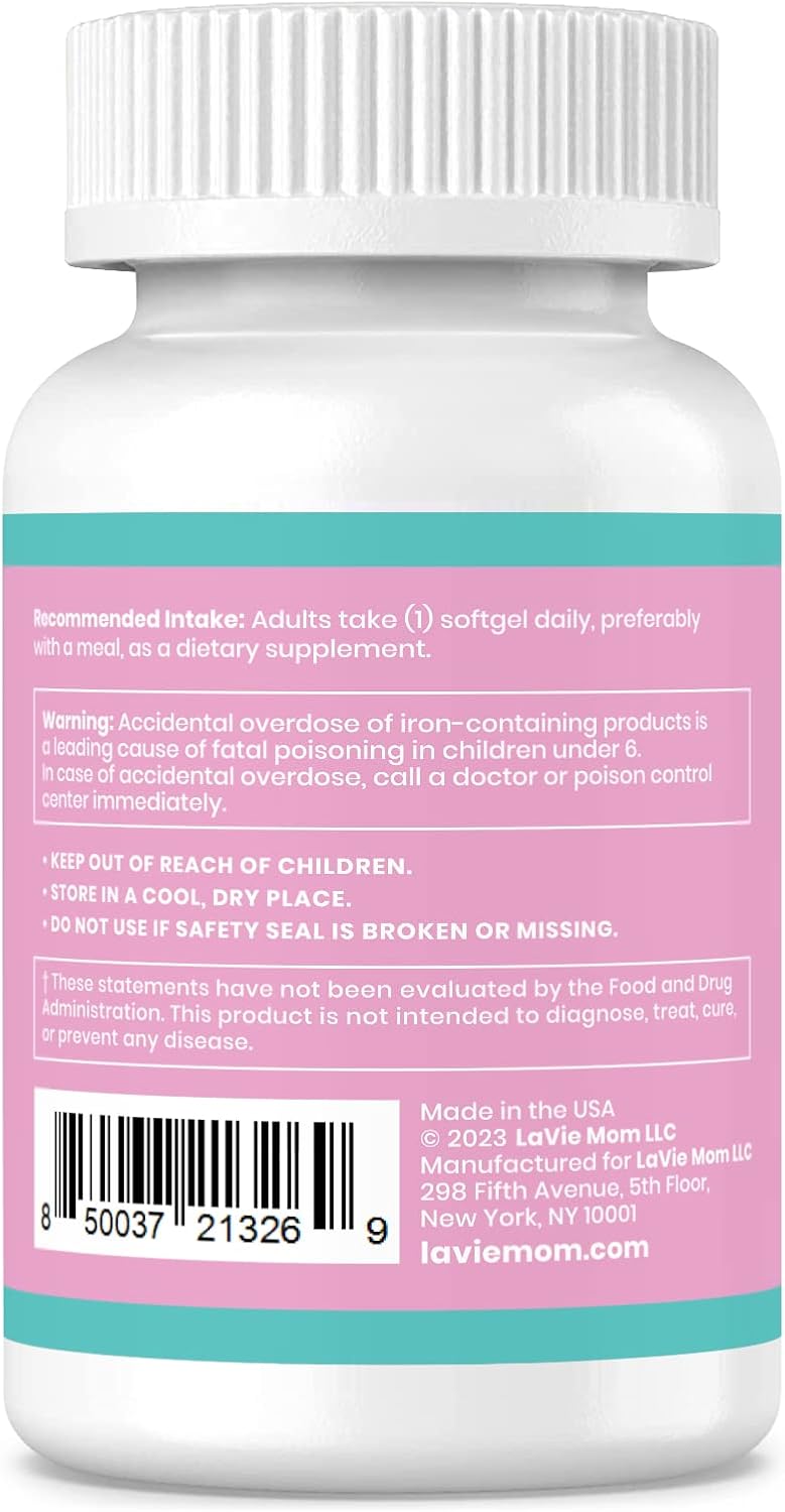 Prenatal Vitamins with Ginger, DHA, Folic Acid, & Iron - Essential for Baby's Brain & Body - Non-GMO, Gluten-Free (1 Month Supply)