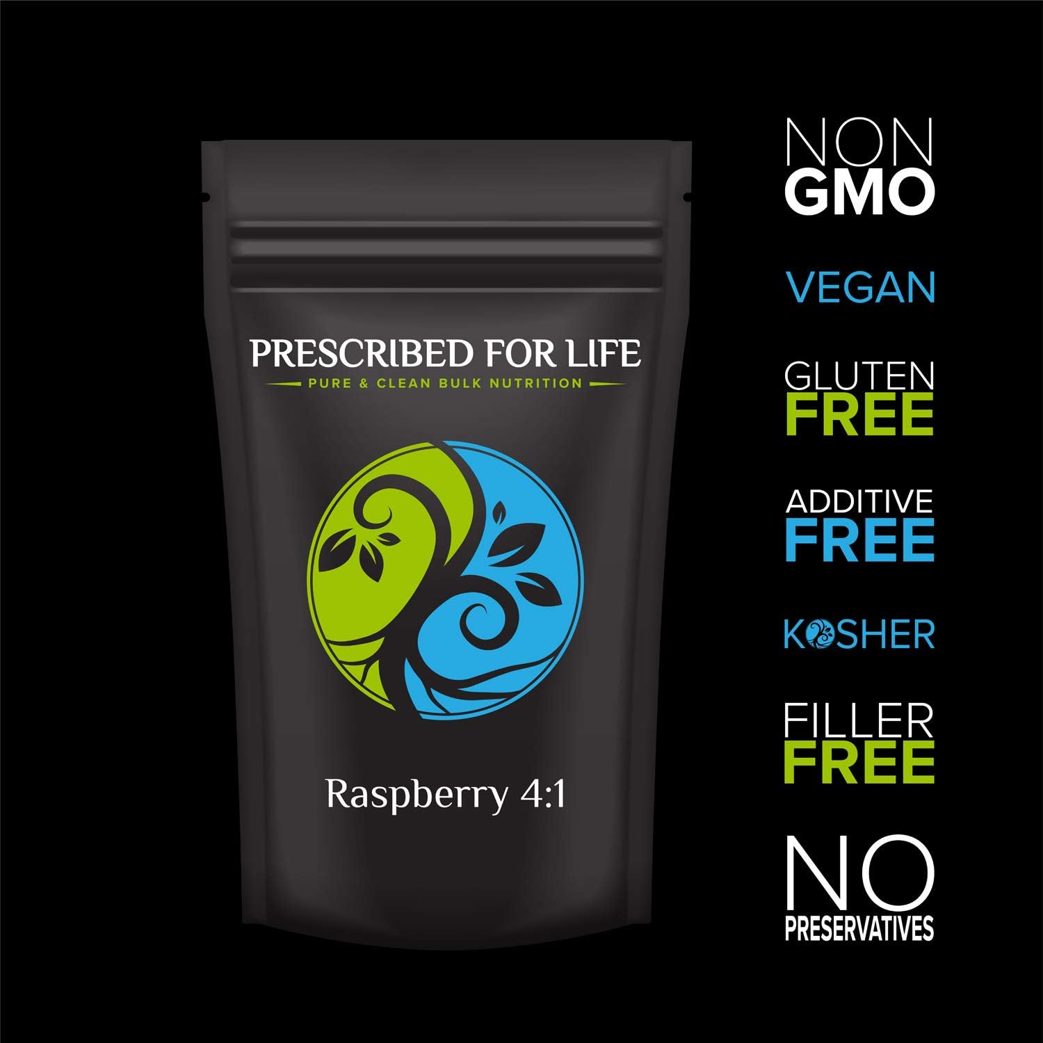 Prescribed For Life Red Raspberry Leaf Powder Supplement 4:1 Concentration - Vegan, Gluten Free, Non GMO - 12 oz