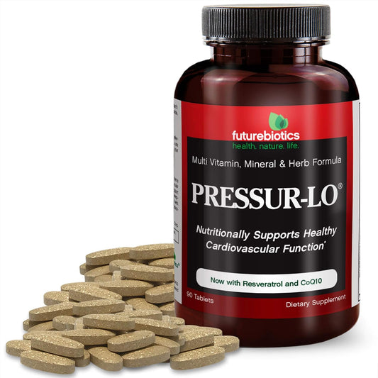 Pressur-Lo Multi-Vitamin with CoQ10, Garlic, Calcium, Magnesium, Niacin, Resveratrol - 90 Tablets, cGMP Facility, Heavy Metal Tested
