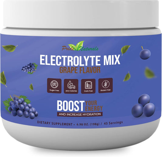 Pride Naturals Inc Electrolyte Powder - Grape Flavored Hydration Beverage for Keto & Paleo, Sugar-Free & Vegan Workout Recovery with Immune Boosting Vitamins