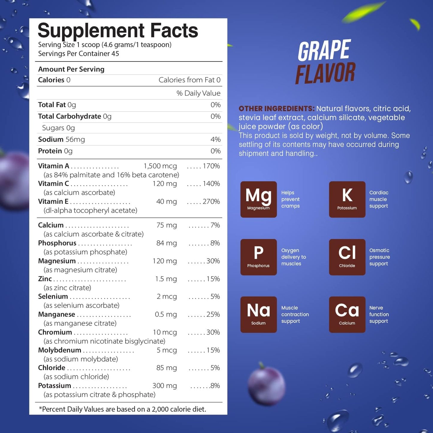 Pride Naturals Inc Electrolyte Powder - Grape Flavored Hydration Beverage for Keto & Paleo, Sugar-Free & Vegan Workout Recovery with Immune Boosting Vitamins