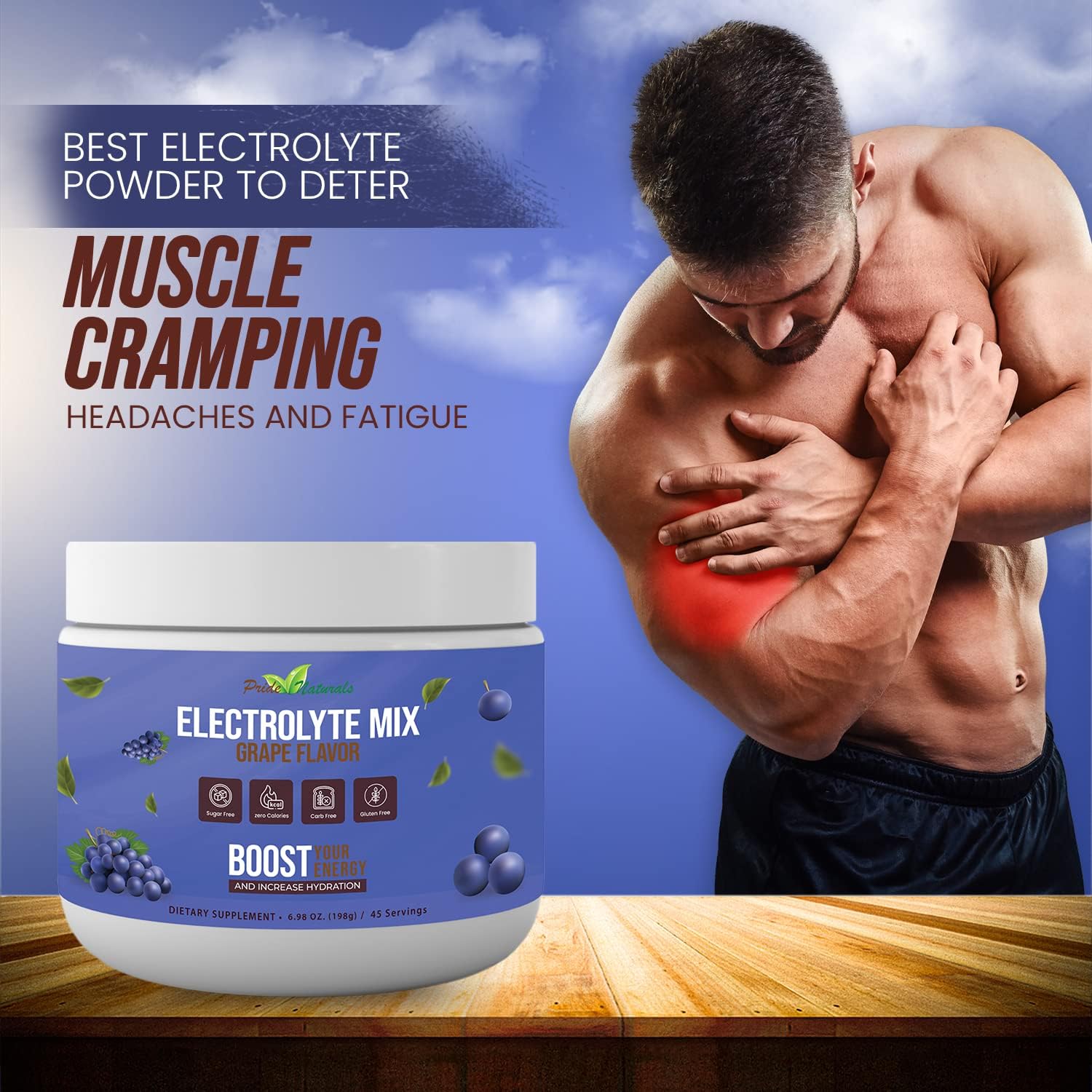 Pride Naturals Inc Electrolyte Powder - Grape Flavored Hydration Beverage for Keto & Paleo, Sugar-Free & Vegan Workout Recovery with Immune Boosting Vitamins