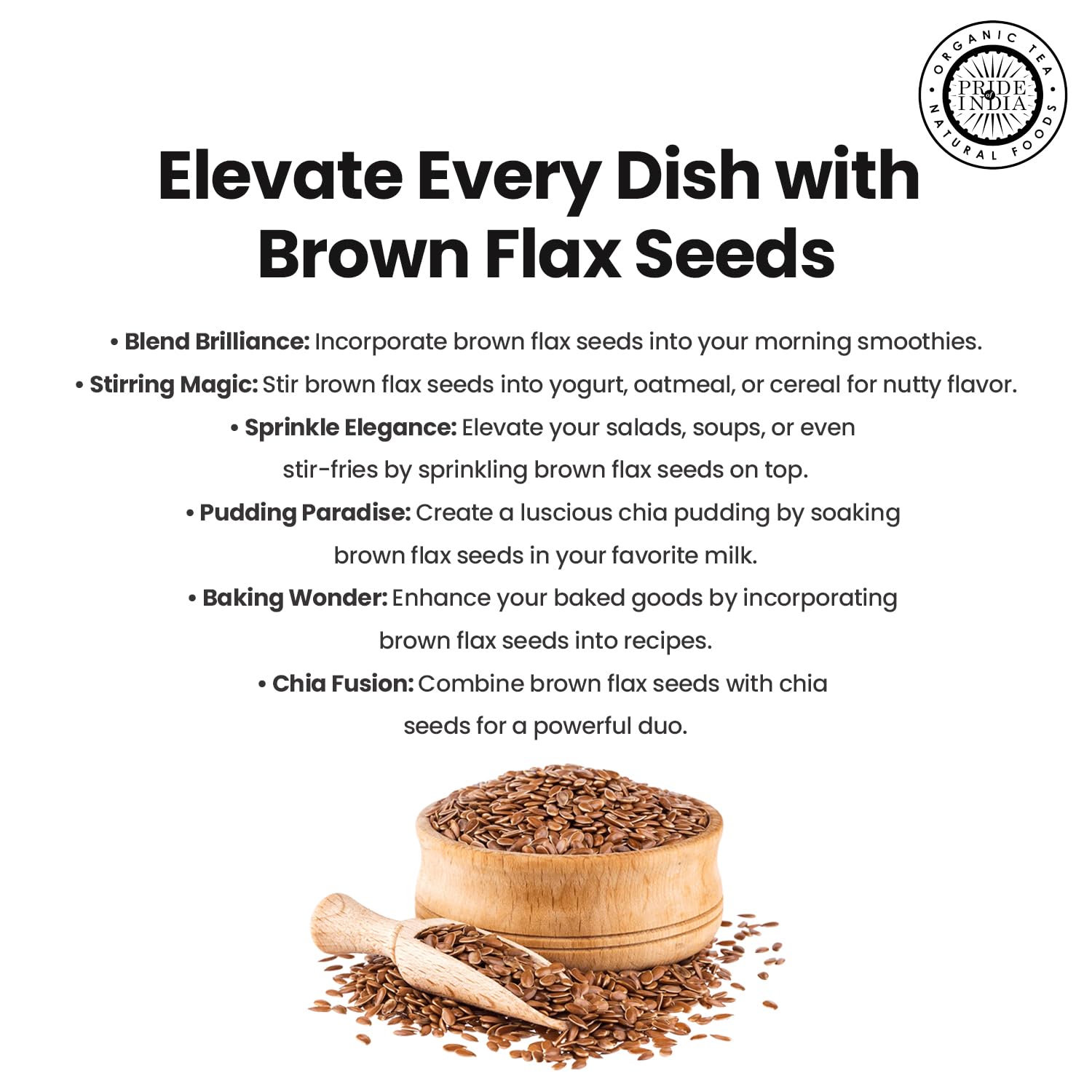 Pride Of India Brown Flax Seed - Superfood with Omega-3 & Lignan, 1.25 lbs Jar