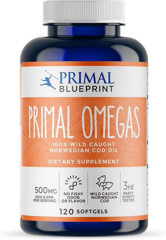 Primal Blueprint Primal Omegas: Omega-3 Fatty Acid Supplement, 120 Capsules