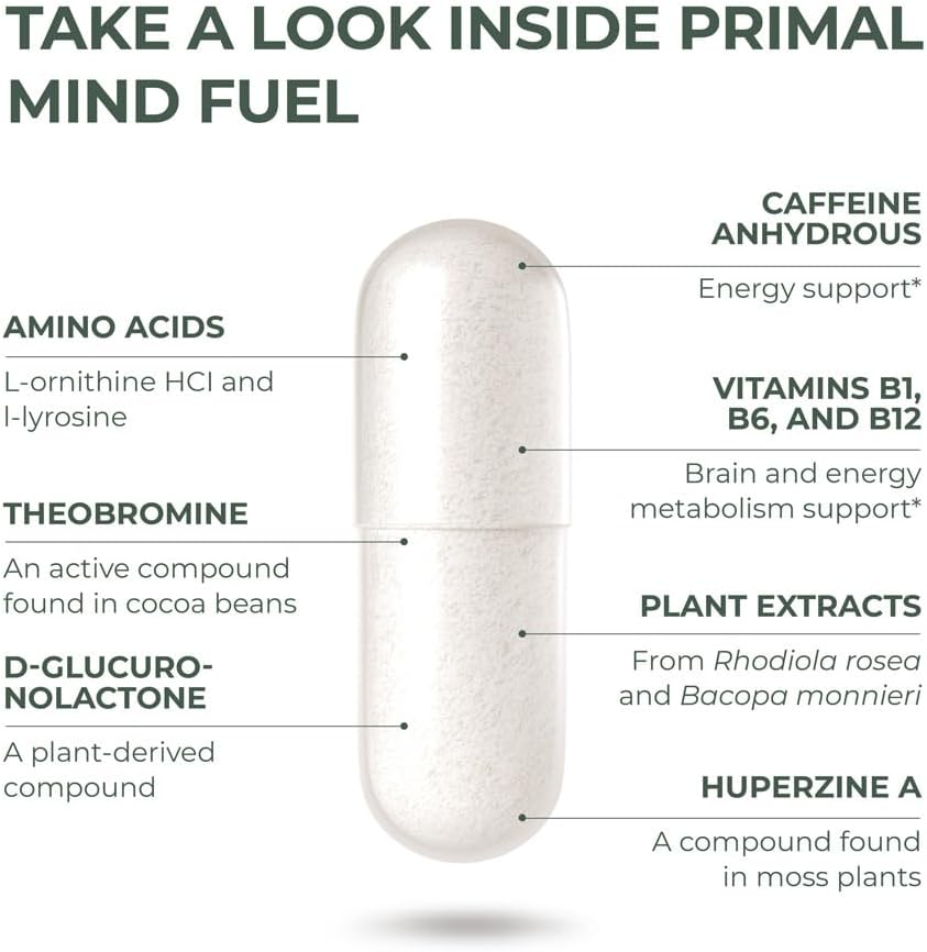 Primal Harvest 2 Pack Brain Booster for Focus, Energy, Clarity, Memory - Nootropic Supplement for Men and Women - 30 Capsules