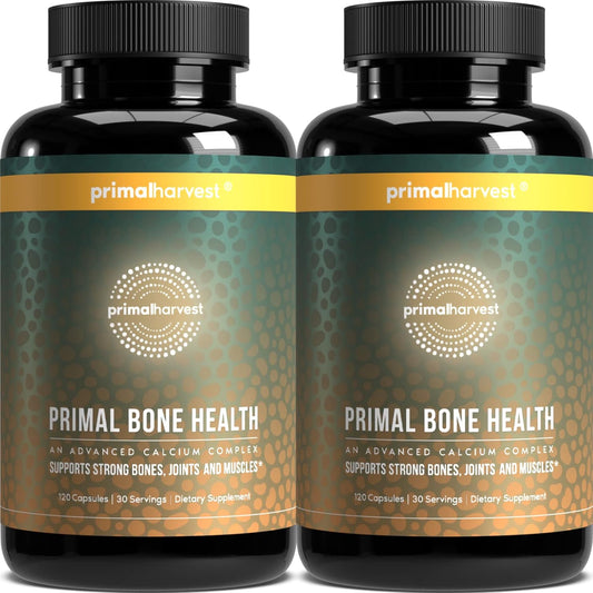 Primal Harvest Bone Health Complex 2 Pack - Calcium, Magnesium, Zinc, Manganese, Potassium, & L-Carnitine Supplement for Men & Women (240 Capsules)