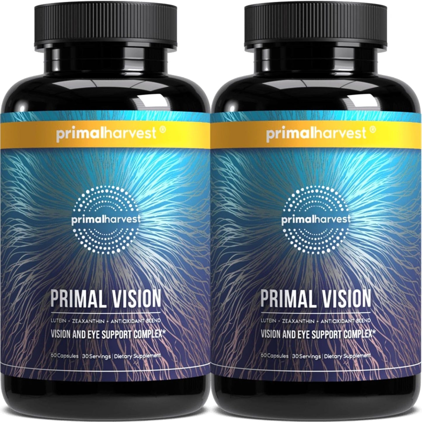 Primal Harvest Eye Health Complex with Lutein, Zeaxanthin, Vitamin E, Bilberry & Blueberry Extracts - 2 Pack for Men and Women
