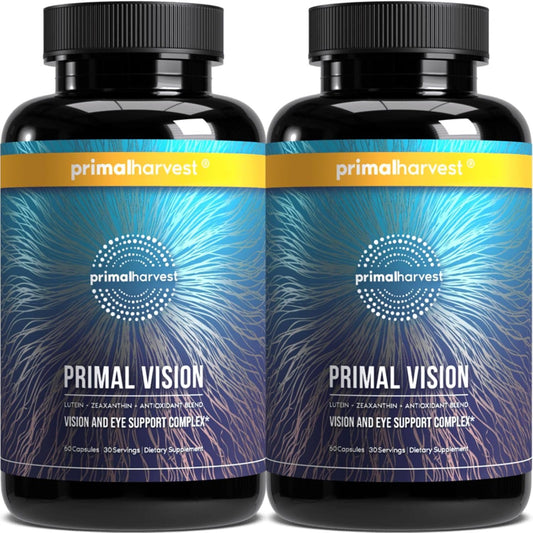 Primal Harvest Eye Health Complex with Lutein, Zeaxanthin, Vitamin E, Bilberry & Blueberry Extracts - 2 Pack for Men and Women