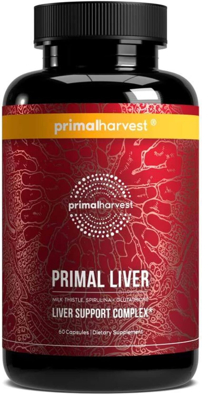 Primal Harvest Liver Supplement with Alpha-Lipoic Acid, Milk Thistle & Spirulina - 120 Capsules for Men and Women