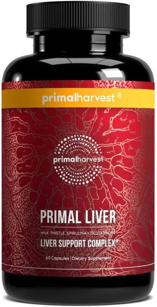 Primal Harvest Liver Supplement with Alpha-Lipoic Acid, Milk Thistle & Spirulina - 120 Capsules for Men and Women