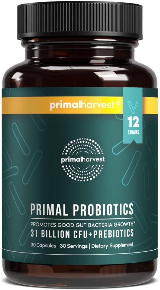 Primal Harvest Probiotics & Vision Supplements Bundle for Men and Women - Eye Support Complex with Lutein and Zeaxanthin
