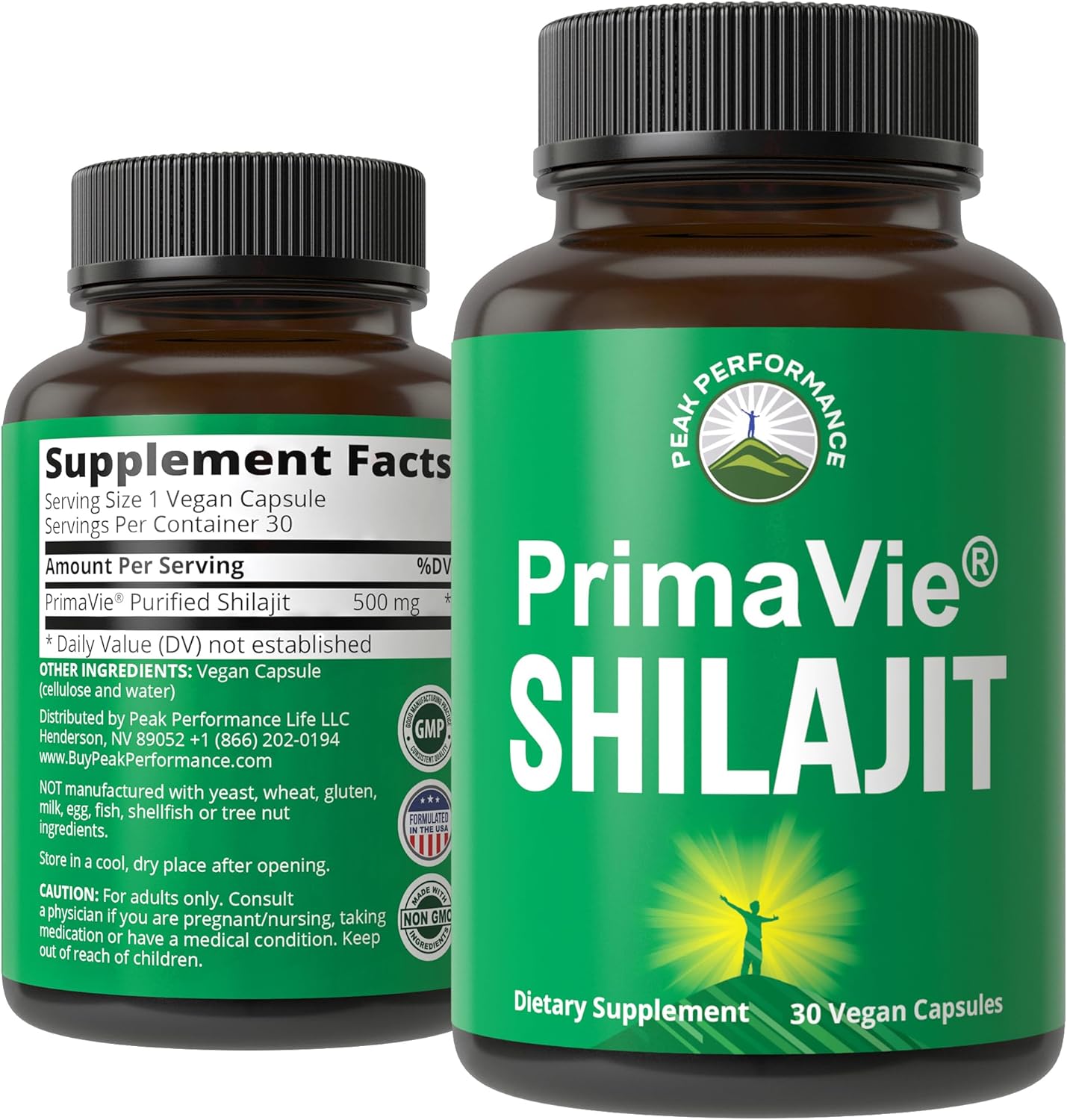 PrimaVie® Shilajit Capsules: Pure Shilajit Powder Supplement with 40+ Trace Minerals for Peak Performance, Brain Function, and Mitochondria Support.