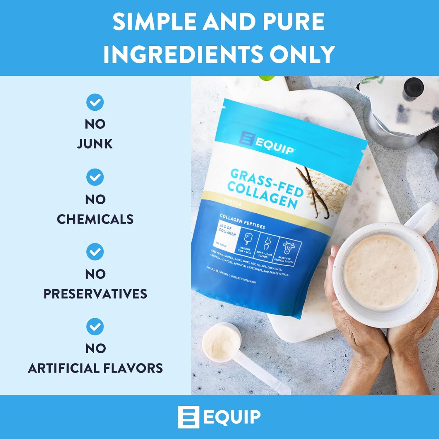 Prime Beef Collagen Powder for Healthy Joints, Skin & Nails | Grass Fed Hydrolyzed Bovine Collagen with Amino Acids | Non-GMO, Paleo Friendly | 30 Servings, Vanilla