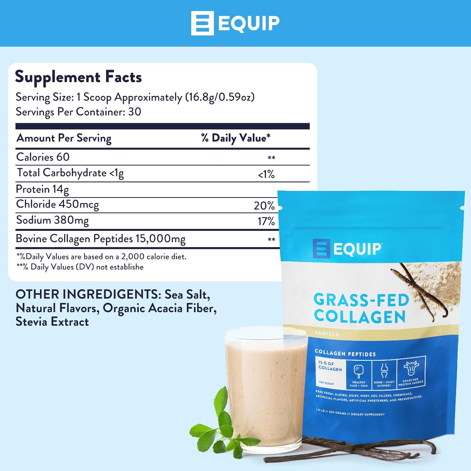 Prime Beef Collagen Powder for Healthy Joints, Skin & Nails | Grass Fed Hydrolyzed Bovine Collagen with Amino Acids | Non-GMO, Paleo Friendly | 30 Servings, Vanilla