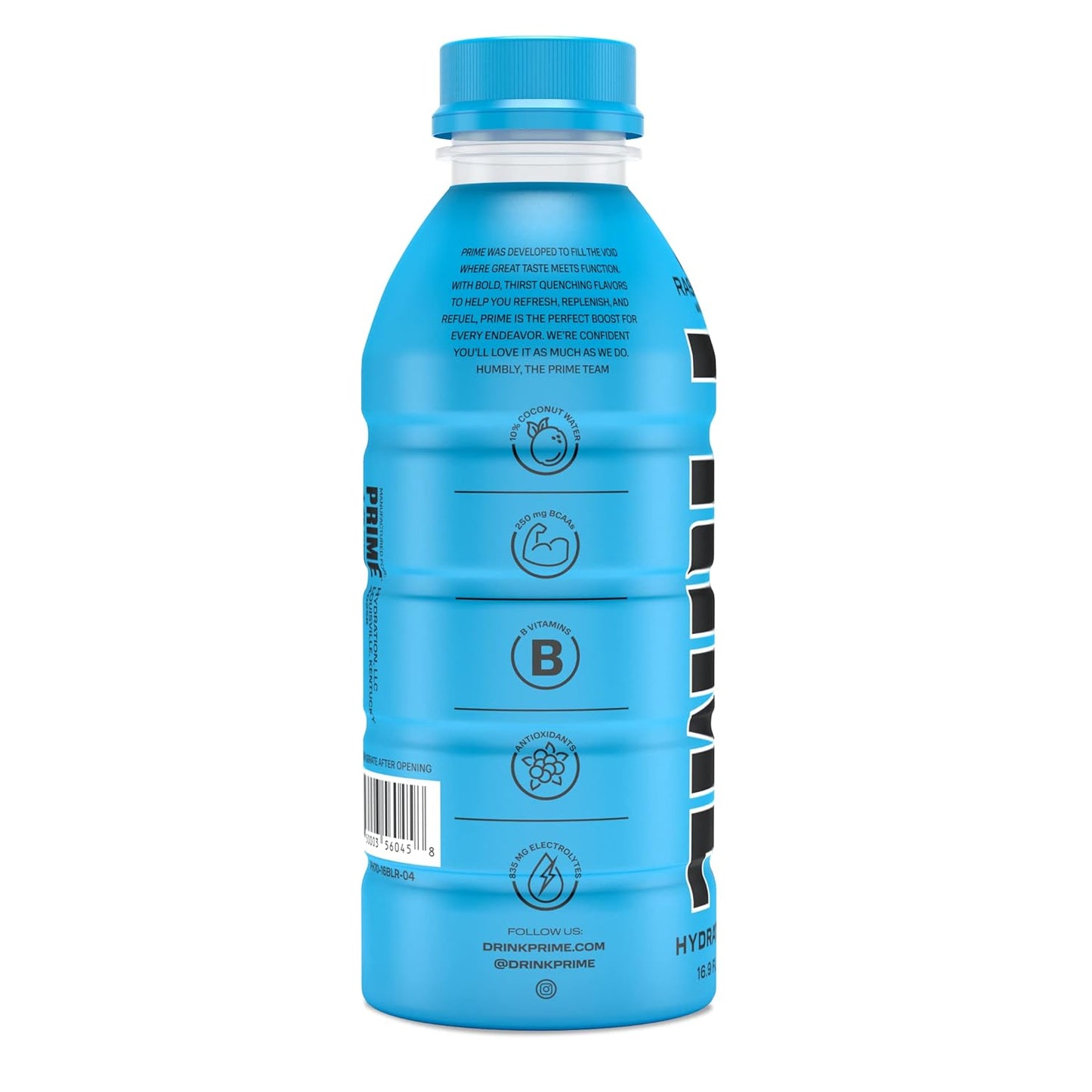 PRIME Hydration BLUE RASPBERRY Sports Drink 12 Pack - Electrolyte Enhanced with BCAAs, B Vitamins, Antioxidants - Ultimate Hydration - Low Sugar - 16.9oz
