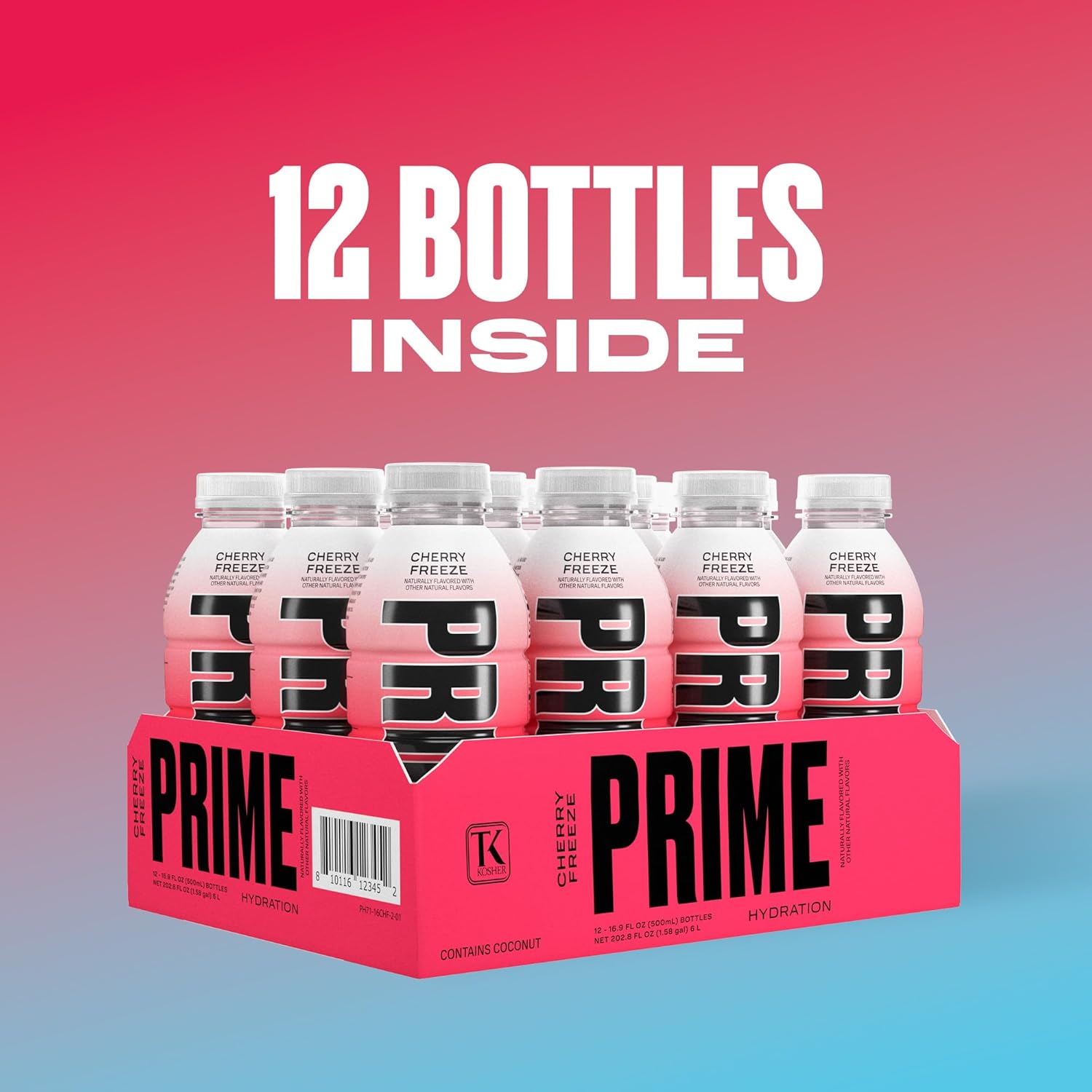 PRIME Hydration CHERRY FREEZE Sports Drink | Electrolyte Enhanced with BCAAs, B Vitamins, Antioxidants | Low Sugar | 16.9oz 12-Pack