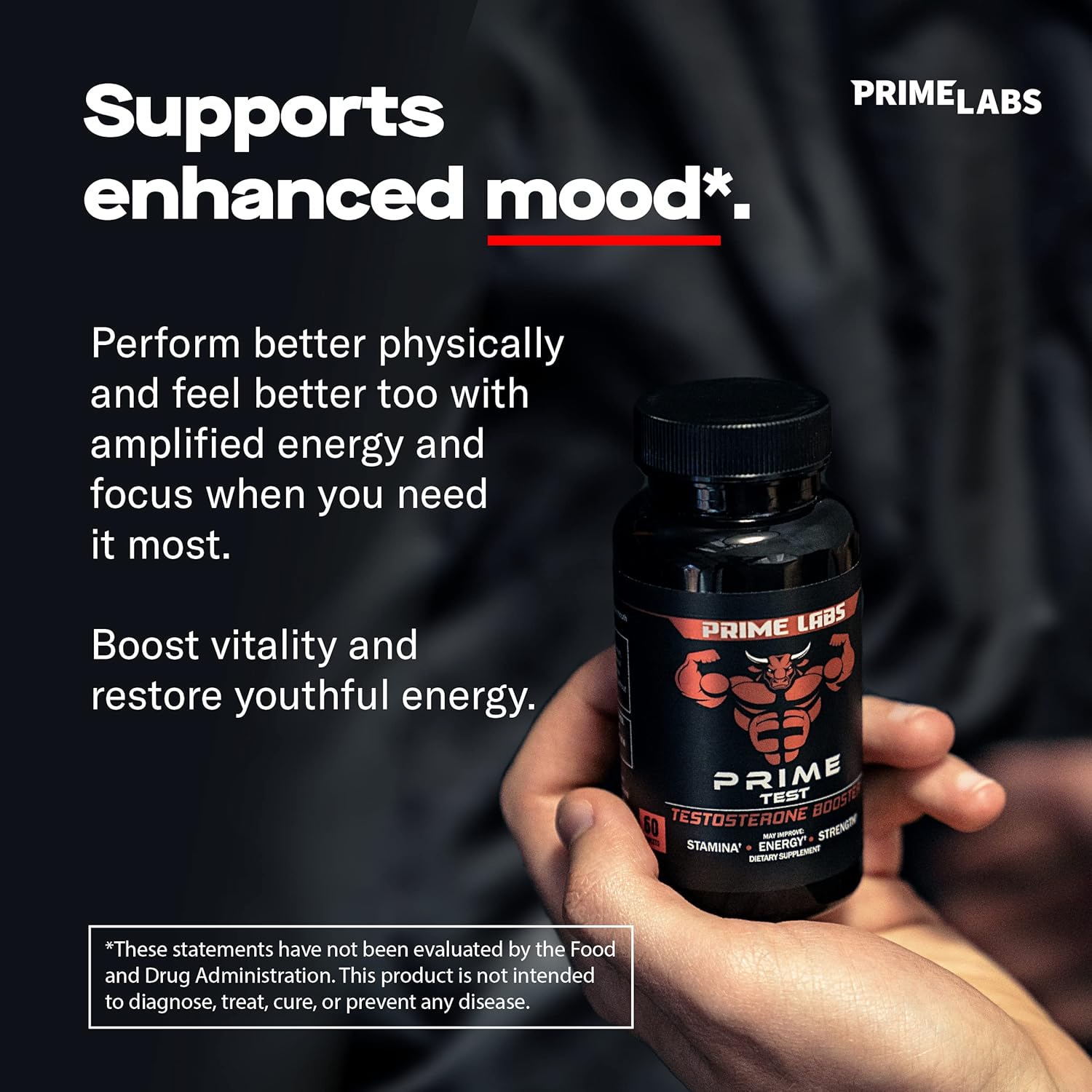 Prime Labs Strength & Stamina Enhancer with Night Duty Sleep Supplement and Tongkat Ali Plus - 60 Count Each