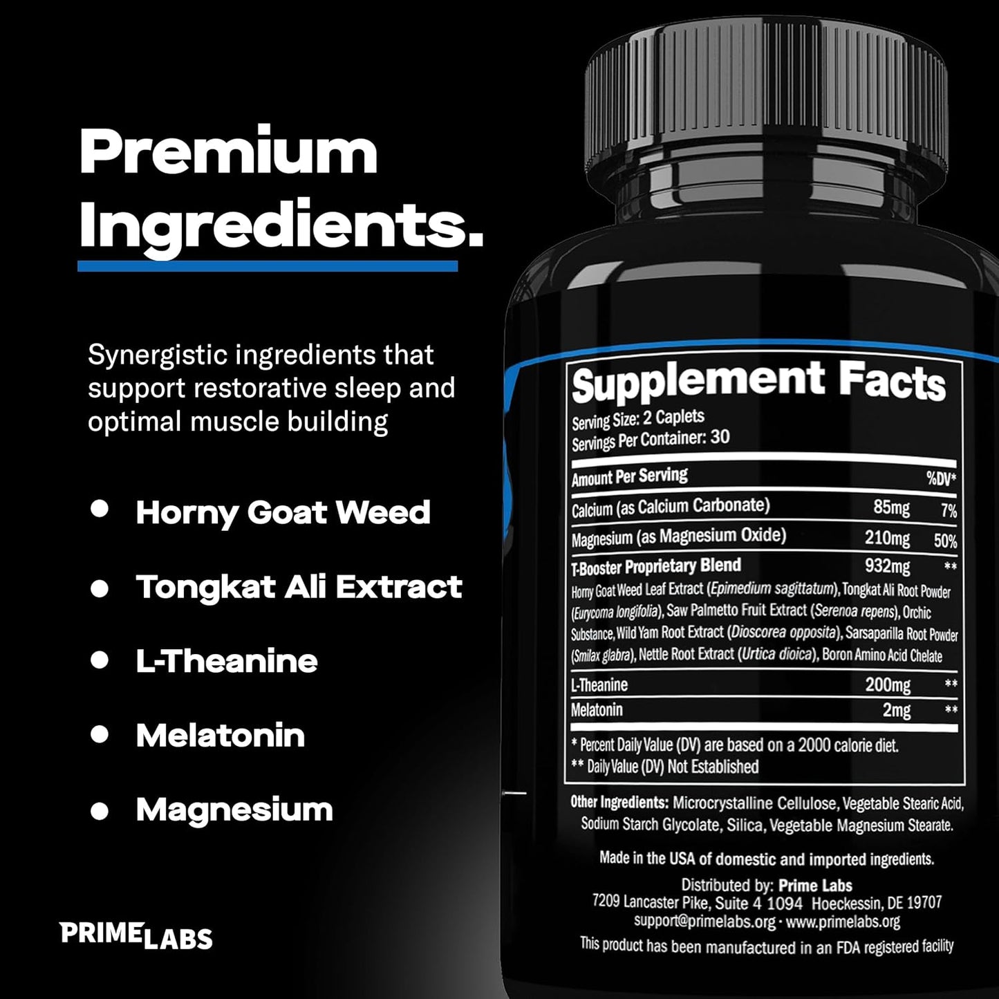 Prime Labs Strength & Stamina Enhancer with Night Duty Sleep Supplement and Tongkat Ali Plus - 60 Count Each