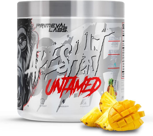 Primeval Labs Ape Untamed Pre Workout Energy Drink Powder - Enhance Pumps & Focus with L-Citrulline, Beta Alanine - Nitric Oxide Booster for Energy - Mango Pineapple Flavor - 40 Servings