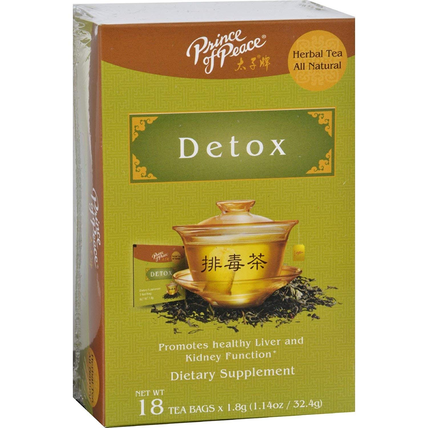 Prince of Peace Herbal Detox Tea, 4 Packs - 18 Tea Bags Each - Traditional Medicinal Tea Supplement