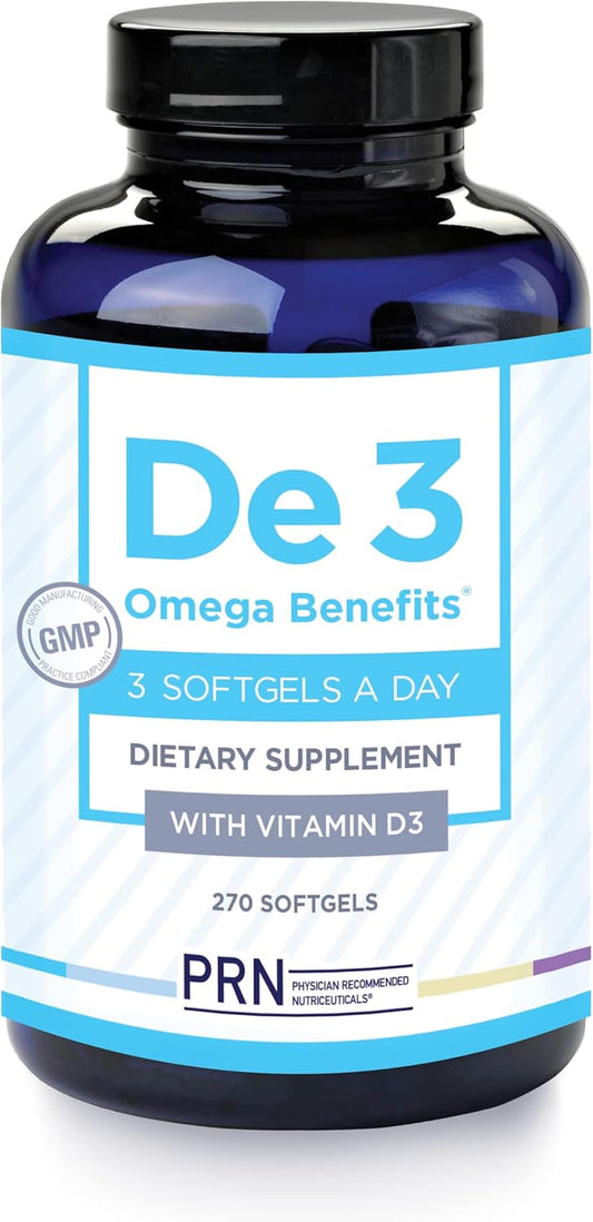 PRN De3 Omega-3 Fish Oil Softgels - 270ct, 90-Day Supply - 2240mg EPA & DHA - No Fishy Burps - Dry Eye Care