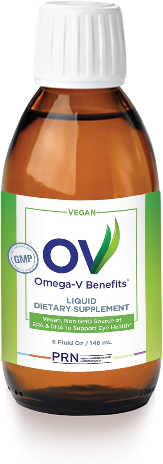 PRN Omega-V: Vegan Omega-3 Supplement with 1000mg EPA and DHA - Premium Algae Omega 3 for Heart, Brain, Joint & Eye Health - 1 Month Supply