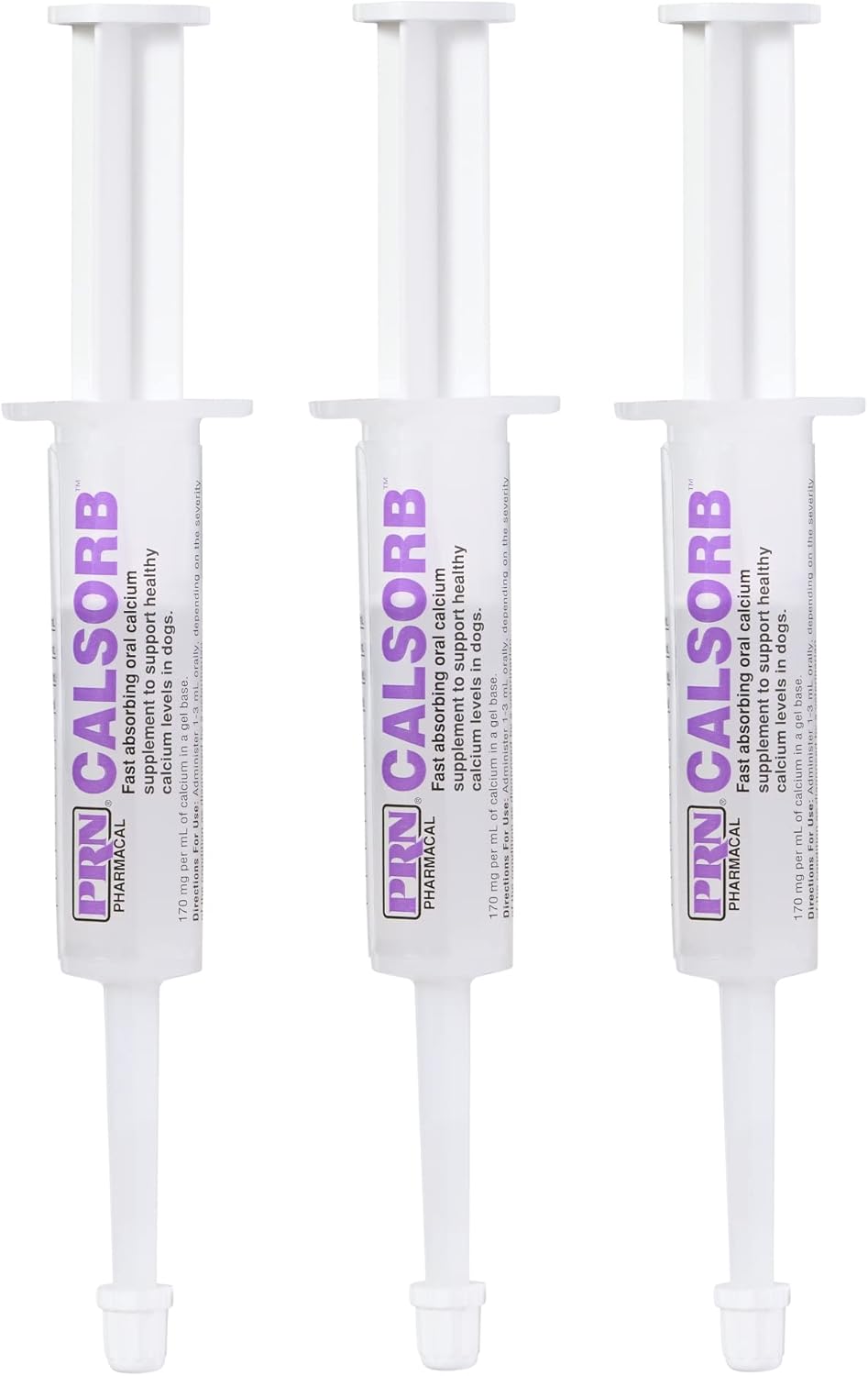 PRN Pharmacal Calsorb Calcium Gel Supplement for Dogs - Easy-to-Use Syringe - 12 mL (3 Pack)