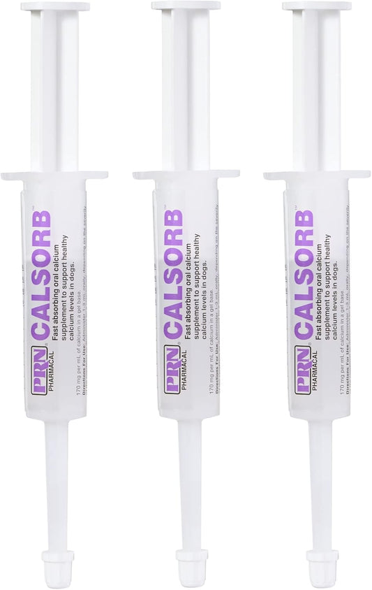 PRN Pharmacal Calsorb Calcium Gel Supplement for Dogs - Easy-to-Use Syringe - 12 mL (3 Pack)