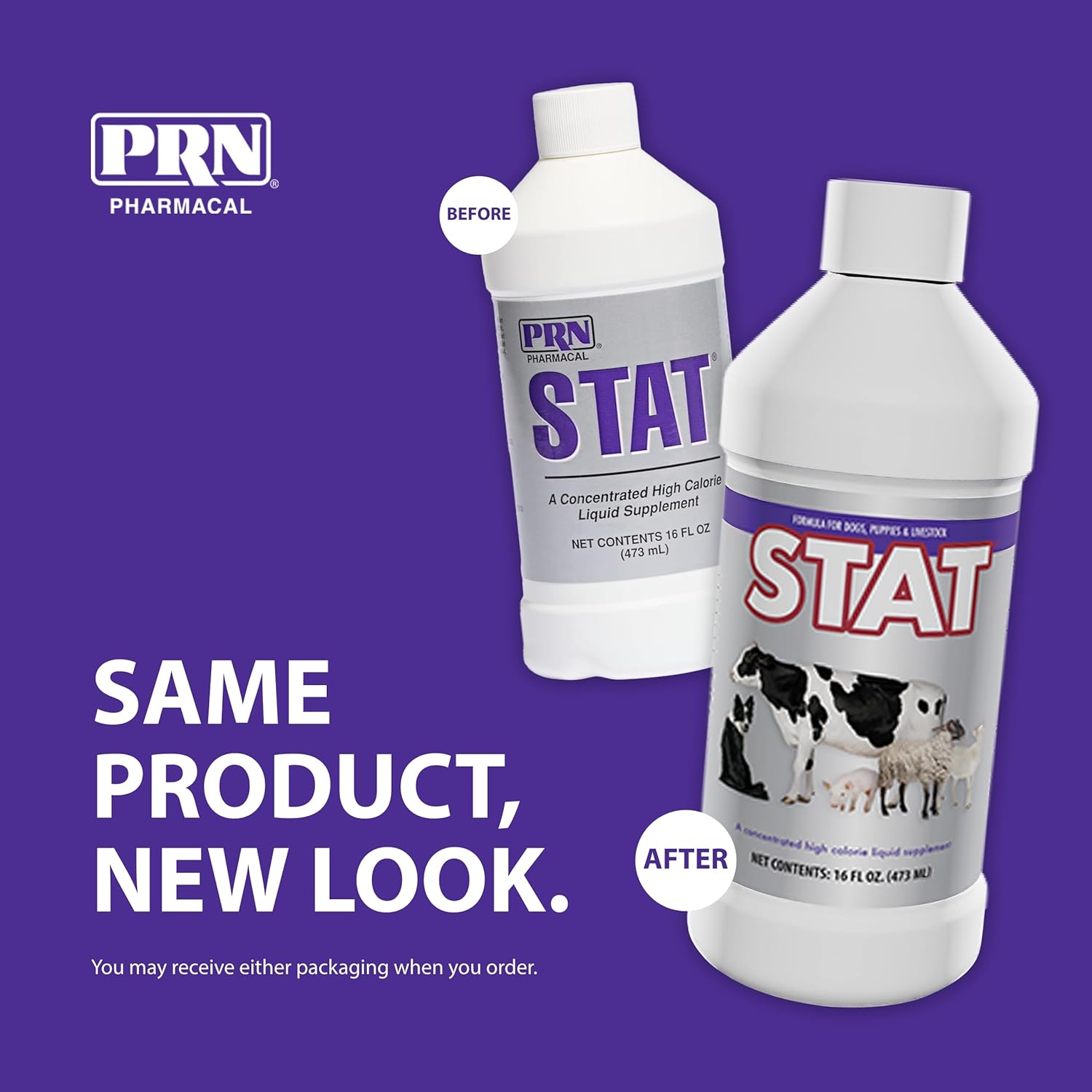 PRN Pharmacal STAT High Calorie Nutritional Supplement for Animals - Vanilla Flavored - 16oz Bottle with Vitamins A, D3, C, E & More