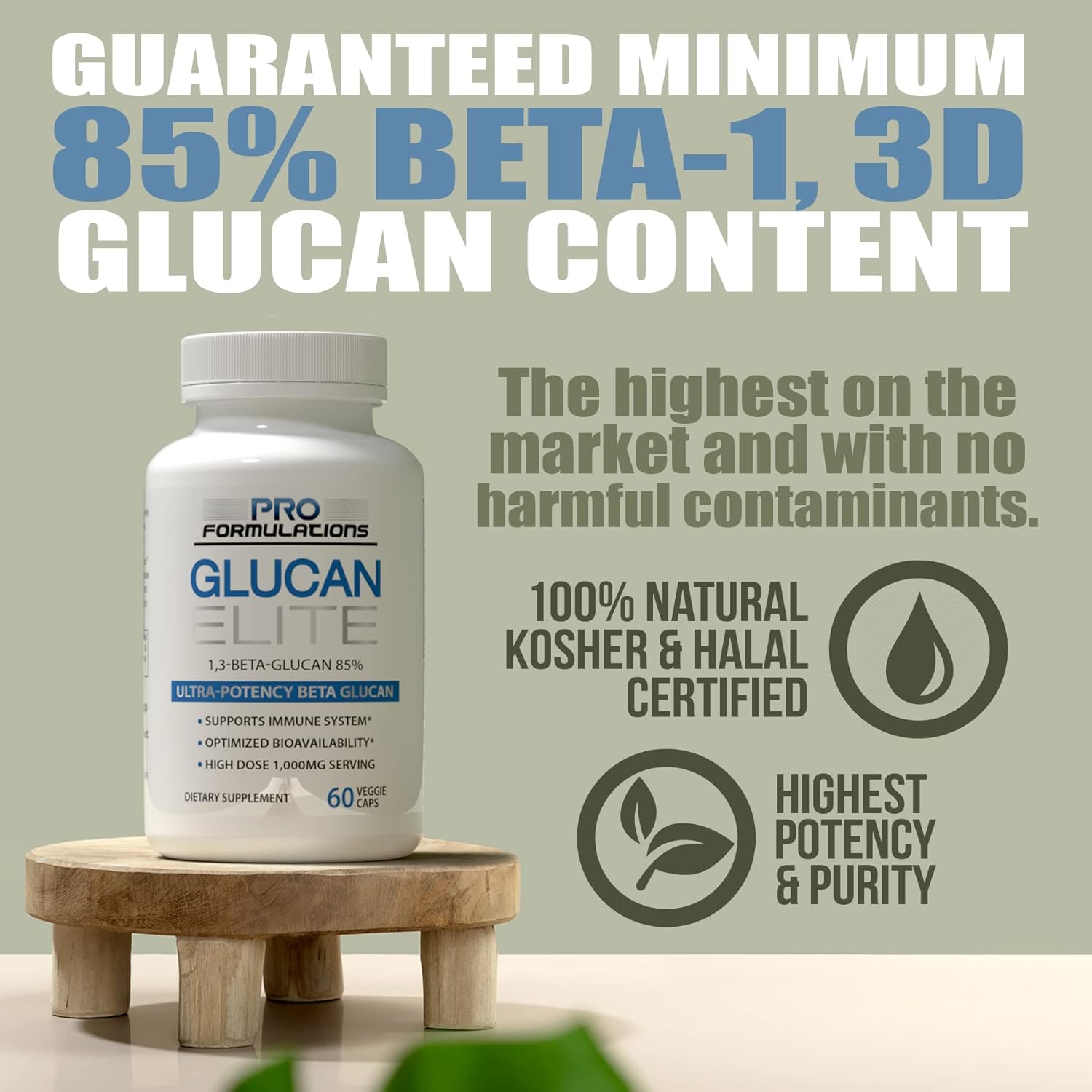 Pro Formulations MD Glucan Elite - Ultra-Potent Beta 1-3D Glucan for Immune System Support - 60 Vcaps - Enhanced Bioavailability with BGF-Immune
