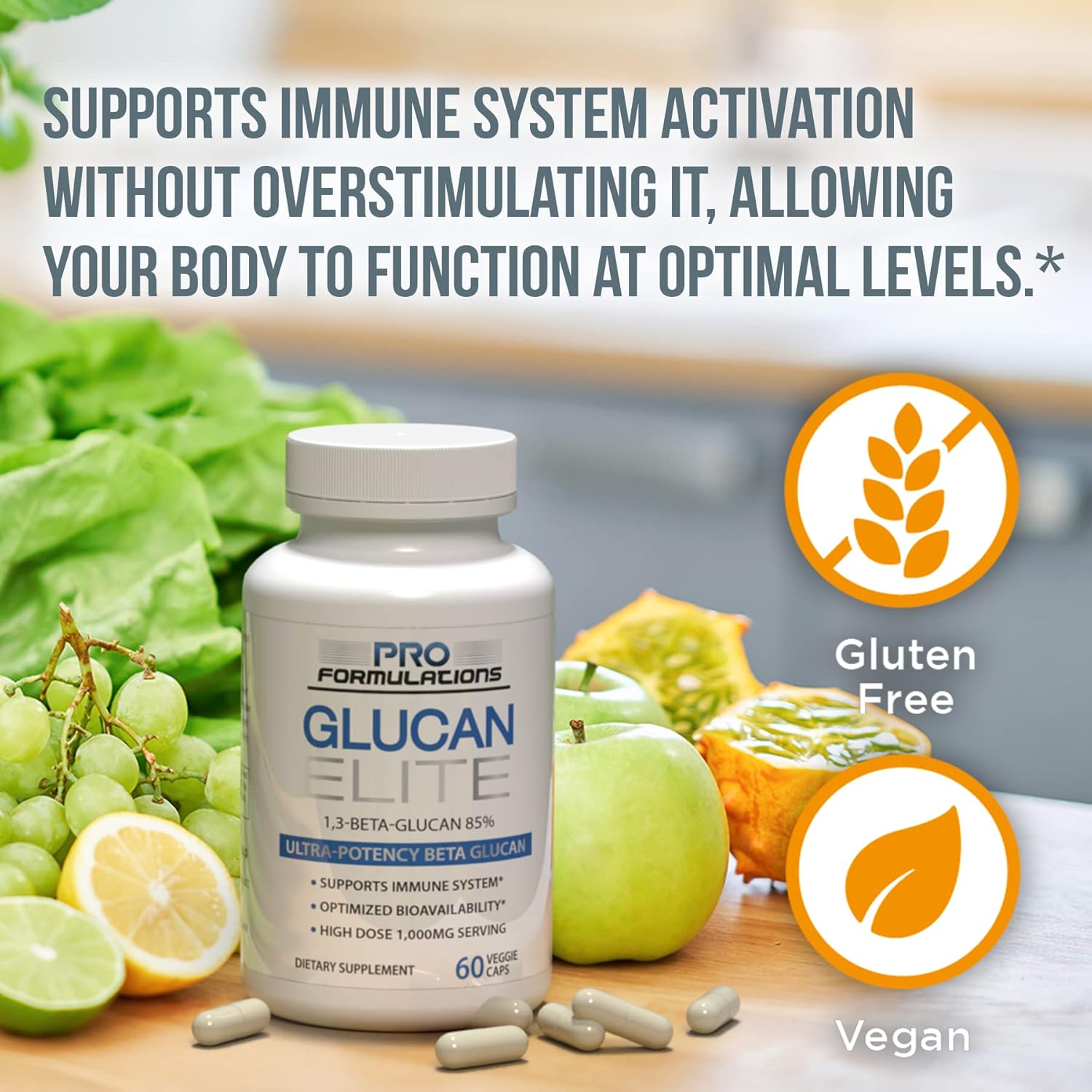 Pro Formulations MD Glucan Elite - Ultra-Potent Beta 1-3D Glucan for Immune System Support - 60 Vcaps - Enhanced Bioavailability with BGF-Immune