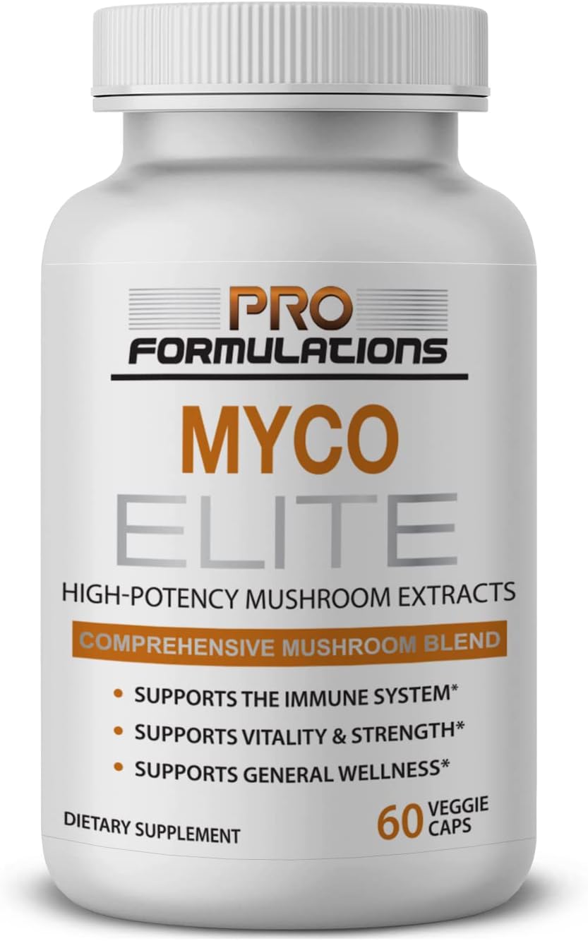 Pro Formulations MD Myco Elite Mushroom Extract Blend - 60 vcaps - Immune System Support with Reishi, Turkey Tail, Maitake, and Cordyceps - Superior Formula