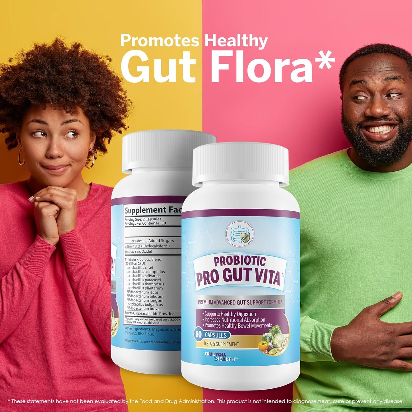 Pro Gut Vita Probiotic & Vitamin Formula - Supports Gut Health, Digestion, Nutrient Absorption - Improve Gut Microbiome for Overall Wellness