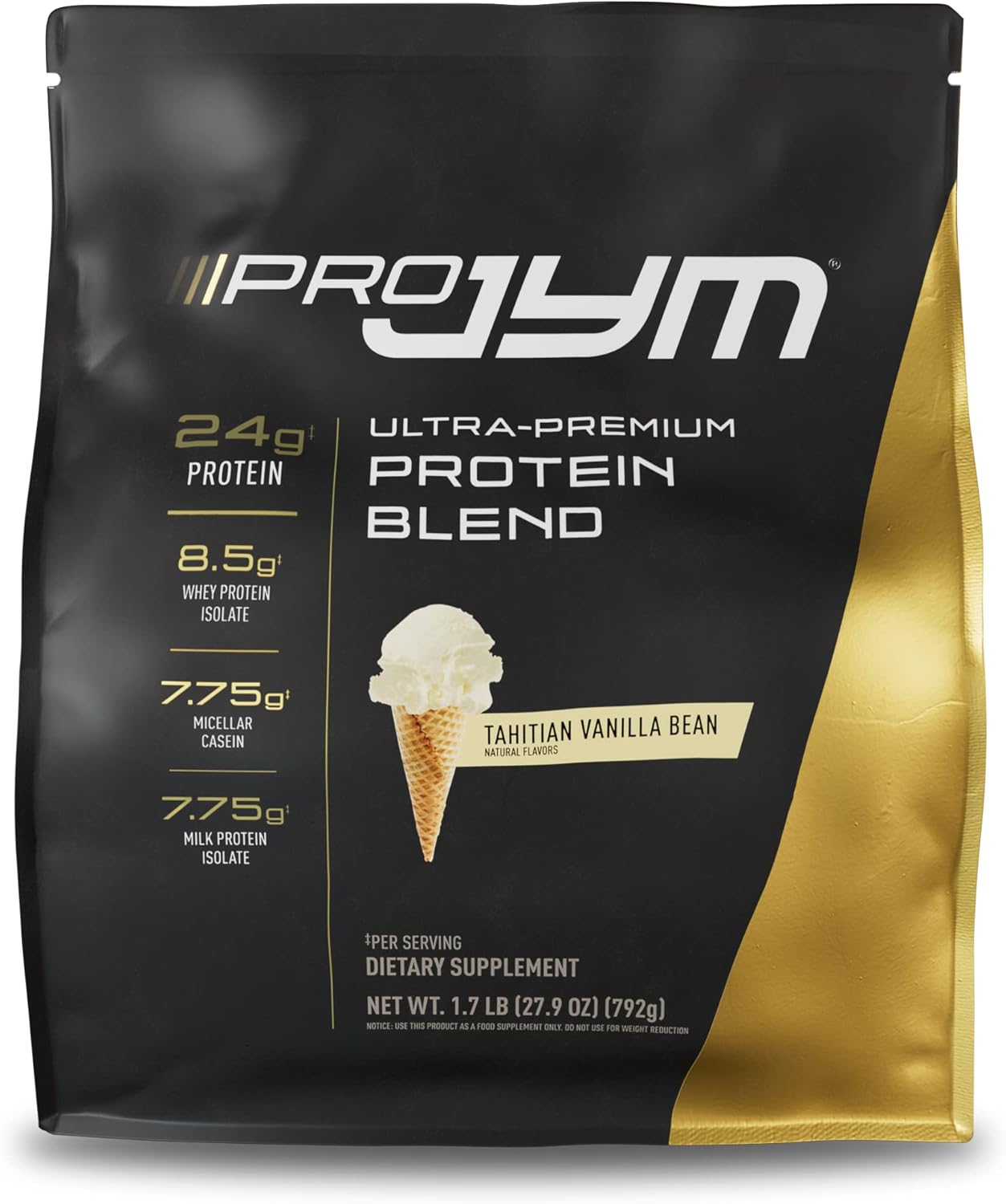 Pro JYM Tahitian Vanilla Protein Powder - Whey Isolates & Casein Blend, Lean Muscle Building for Men & Women, 22 Servings