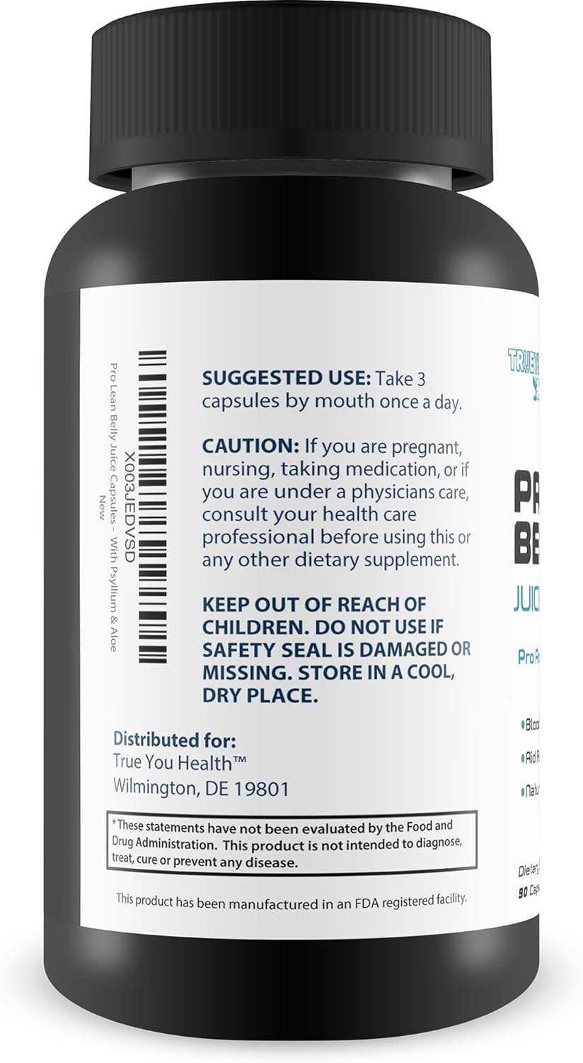 Pro Lean Belly Juice Capsules - Daily Cleanse Supplement for Digestive & Immune Health - Detox Cleanse with Psyllium & Aloe for Improved Wellness & Energy