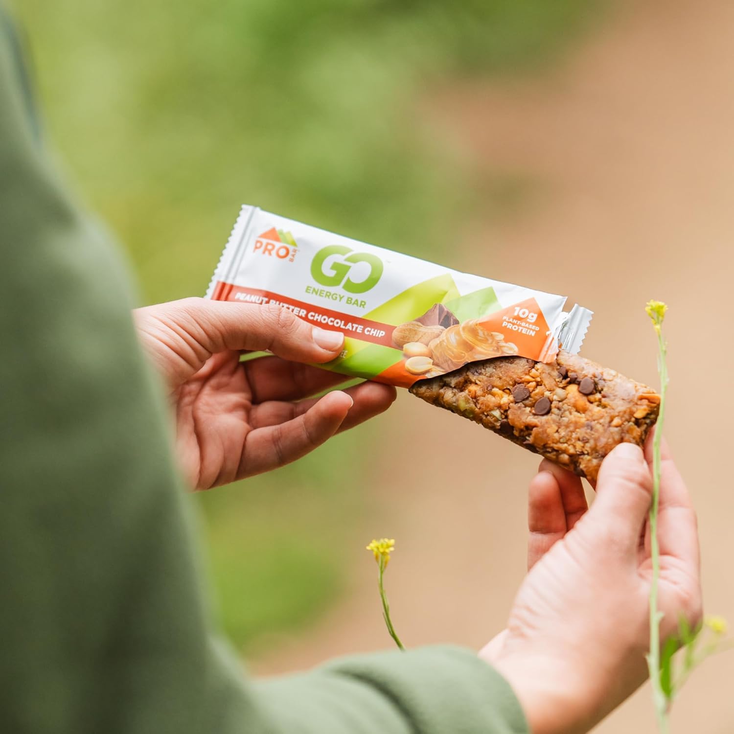 PROBAR GO Energy Bars - Peanut Butter Chocolate Chip Flavor - Gluten-Free & Non-GMO Snack Bars - 12 Count Pack