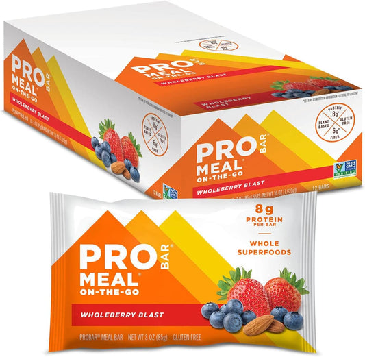 PROBAR Wholeberry Blast Meal Bar - 12 Count Box, Non-GMO, Gluten-Free, Plant-Based, Natural Energy, Healthy Whole-Food Ingredients