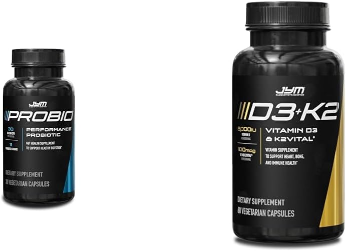 ProBio JYM 30 Billion CFU Probiotic with Vitamin D3 and K2 for Gut, Bone, Cardio, and Immune Health
