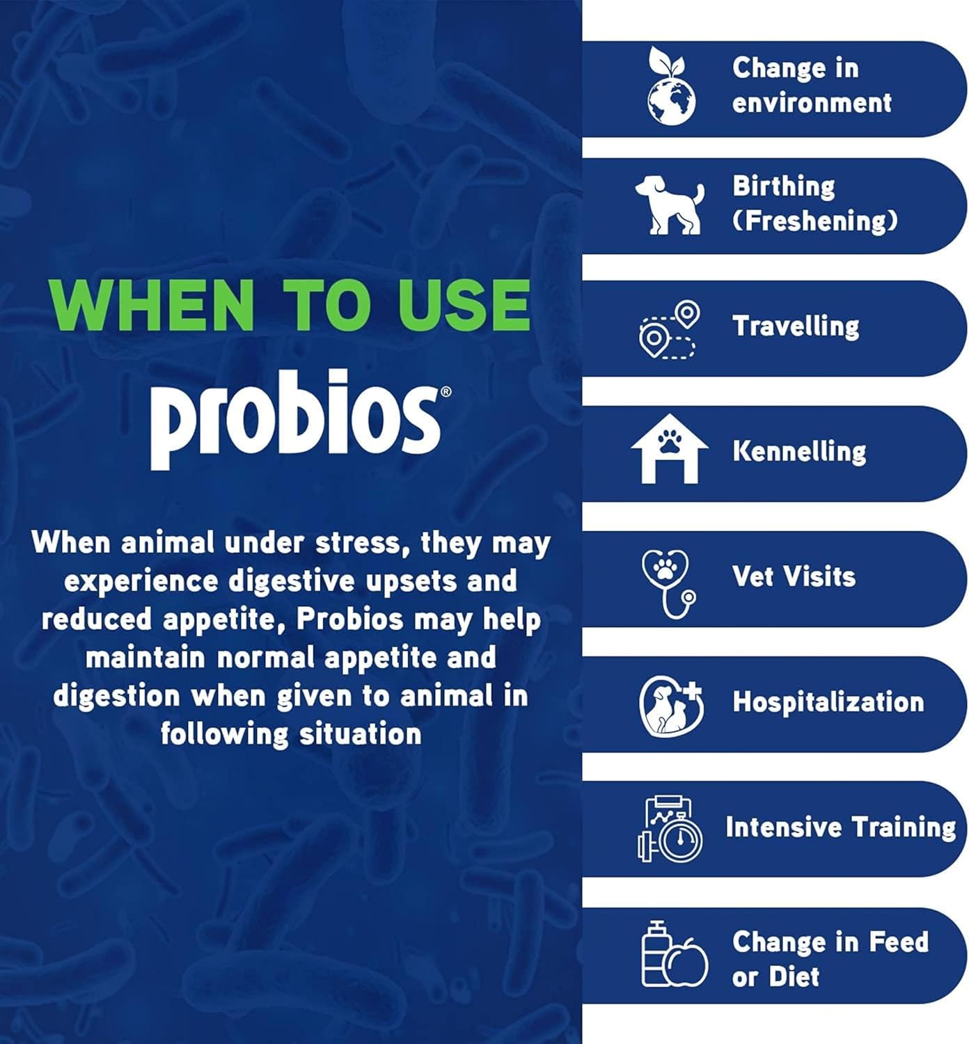 Probios Dispersable Powder for Pets and Livestock - Probiotics for Swine, Equine, Sheep, Goat, Dog, Cat, Bird, Rabbit, Foals - 240 gm