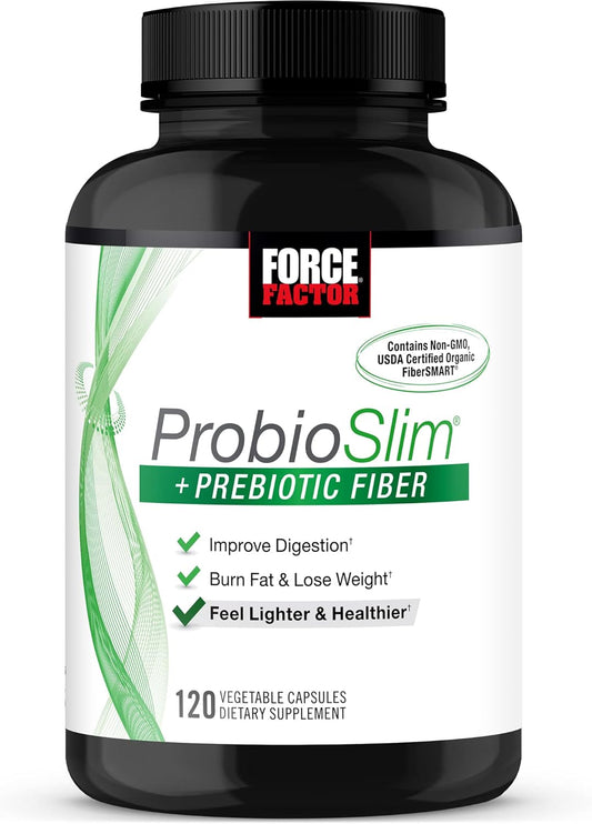 ProbioSlim + Prebiotic Fiber Weight Loss Supplement with Green Tea Extract - 120 Capsules