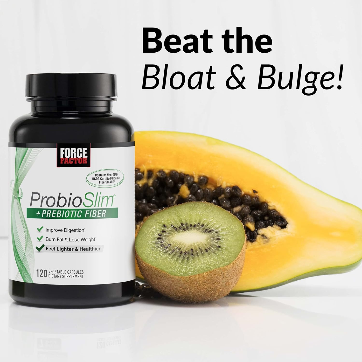 ProbioSlim + Prebiotic Fiber Weight Loss Supplement with Green Tea Extract - 120 Capsules
