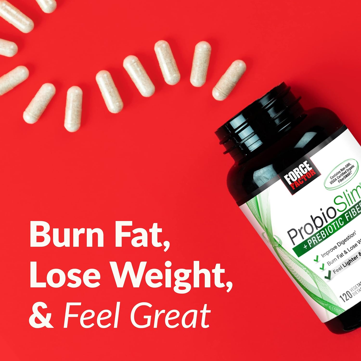 ProbioSlim + Prebiotic Fiber Weight Loss Supplement with Green Tea Extract - 120 Capsules