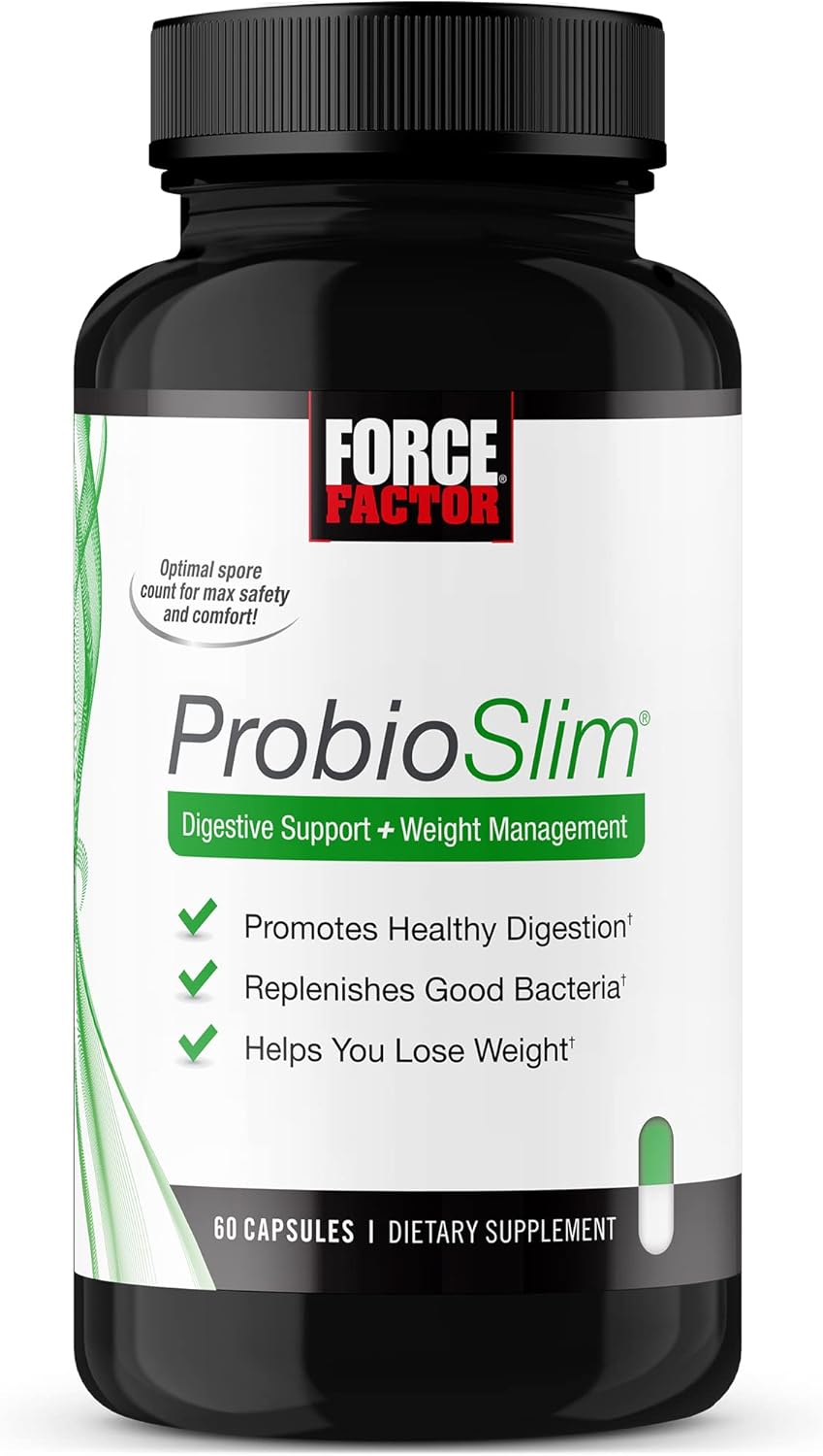 ProbioSlim Probiotic Capsules with Prebiotics and Green Tea for Digestive Health and Energy Support, 60 Count