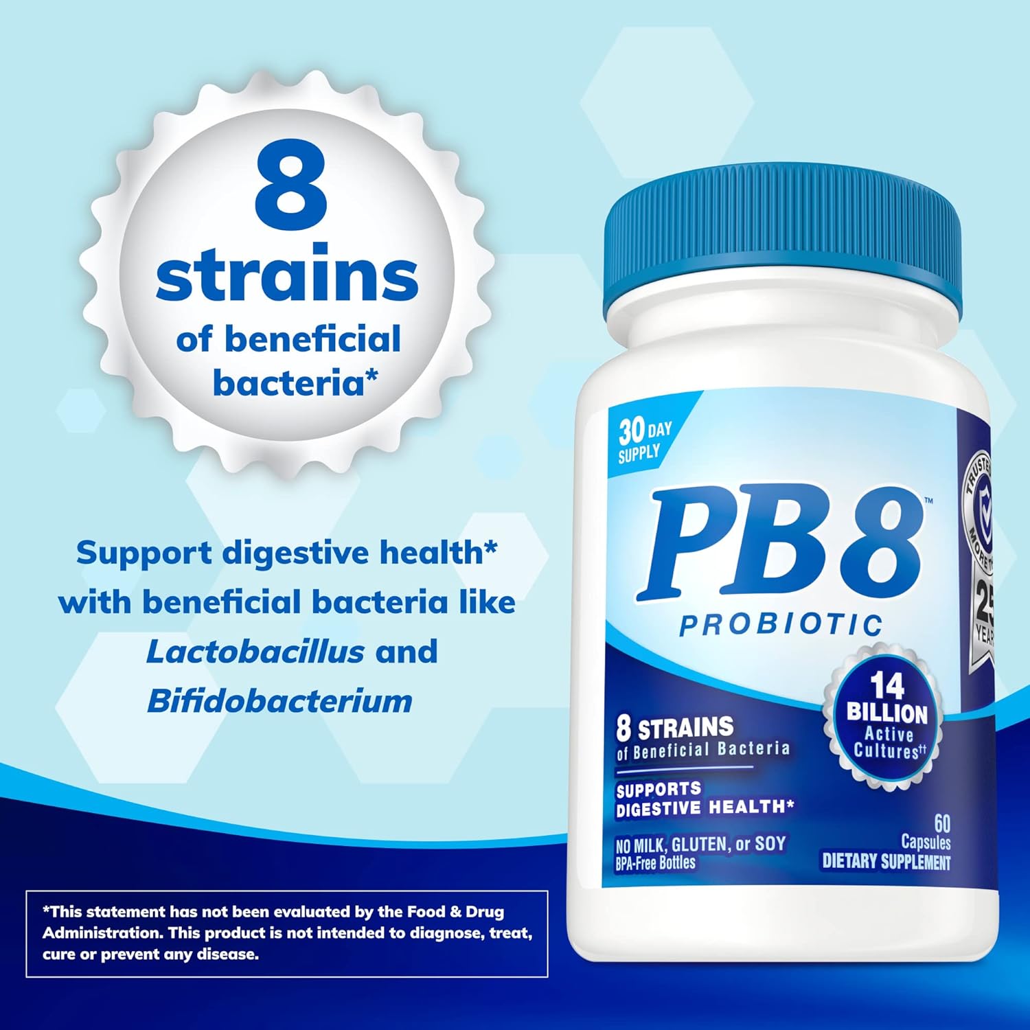 Probiotic Acidophilus Supplement for Men and Women, 240 Count Vegetarian Capsules for Digestive Health & Immune Support