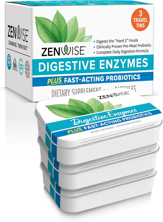 Probiotic Digestive Enzymes with Bromelain for Gut Health - 45 CT - Women and Men - Digestion and Bloating Relief - Prebiotic and Probiotic Blend