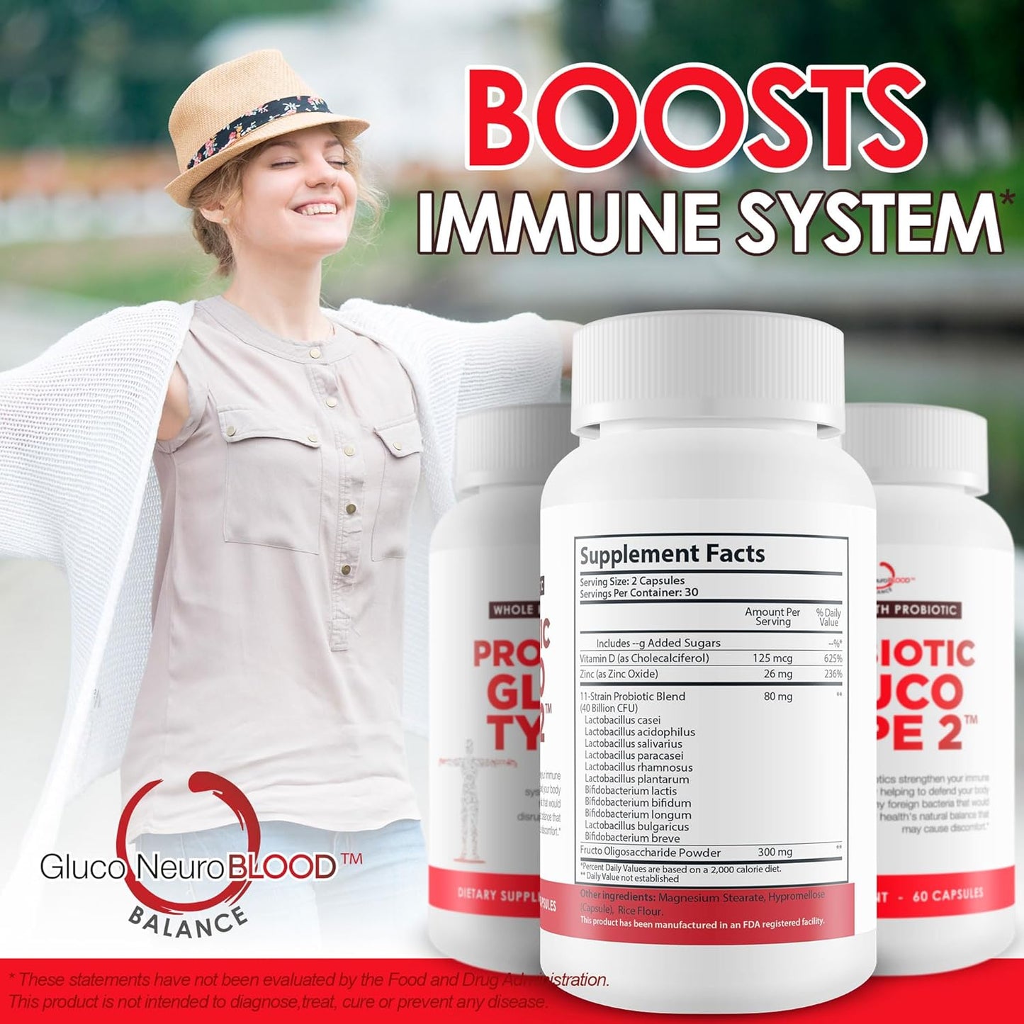 Probiotic Gluco Type 2: Support Blood Balance, Pressure, & Immune Health